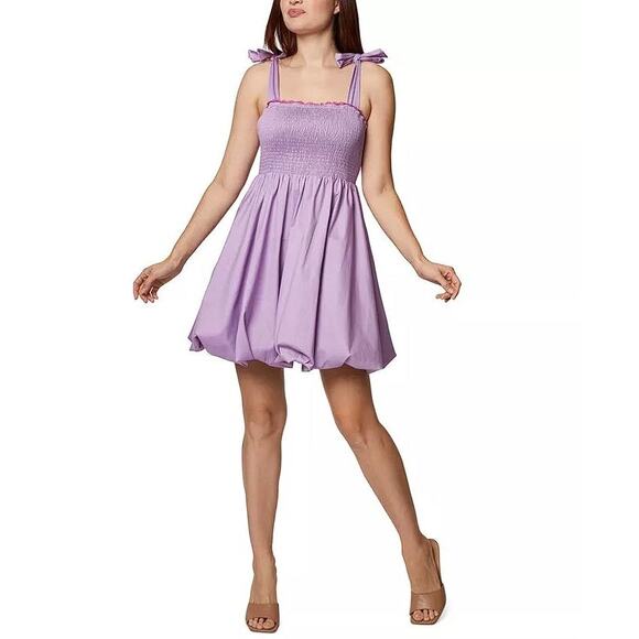 BCBGENERATION Women's Smocked Bubble Mini Dress Size 8 In Lilac - Picture 1 of 12